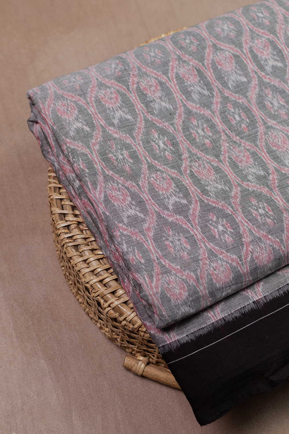 Grey Orissa Ikat Cotton Fabric