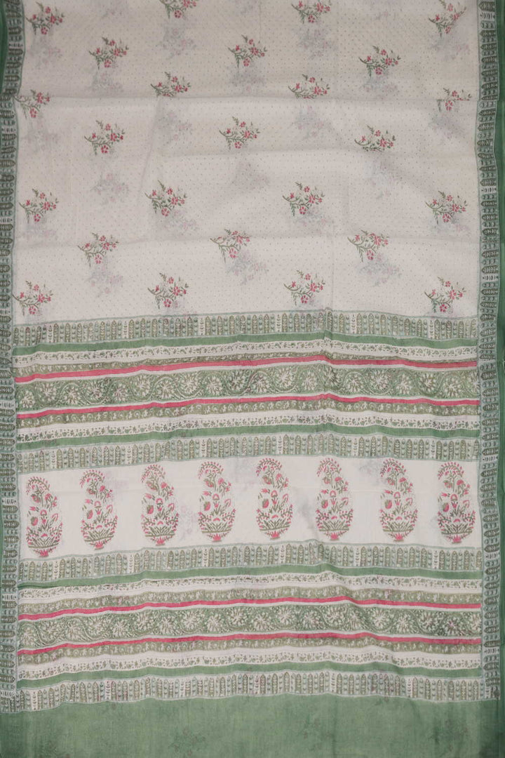 Block Printed Cotton Saree - Matkatus 