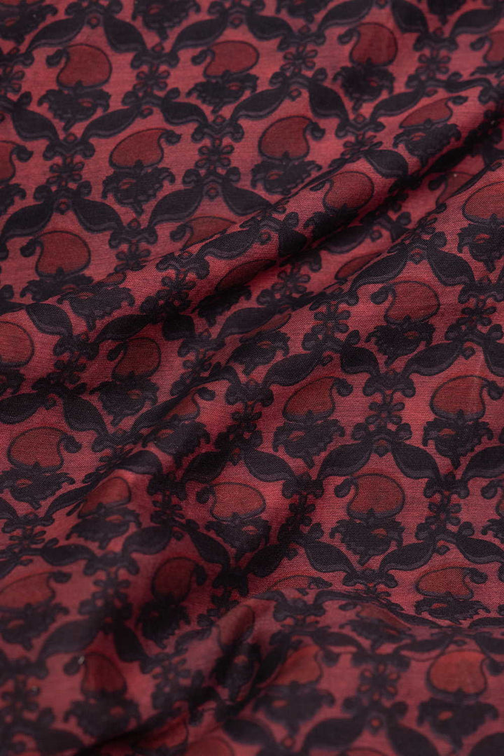 Block Printed Silk Cotton Fabric - Matkatus 