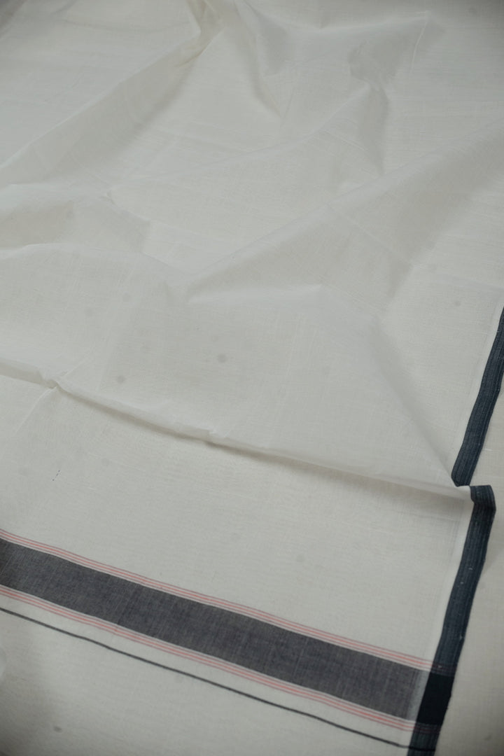 Off-White Handwoven Cotton Dhoti with Ikat Shirt