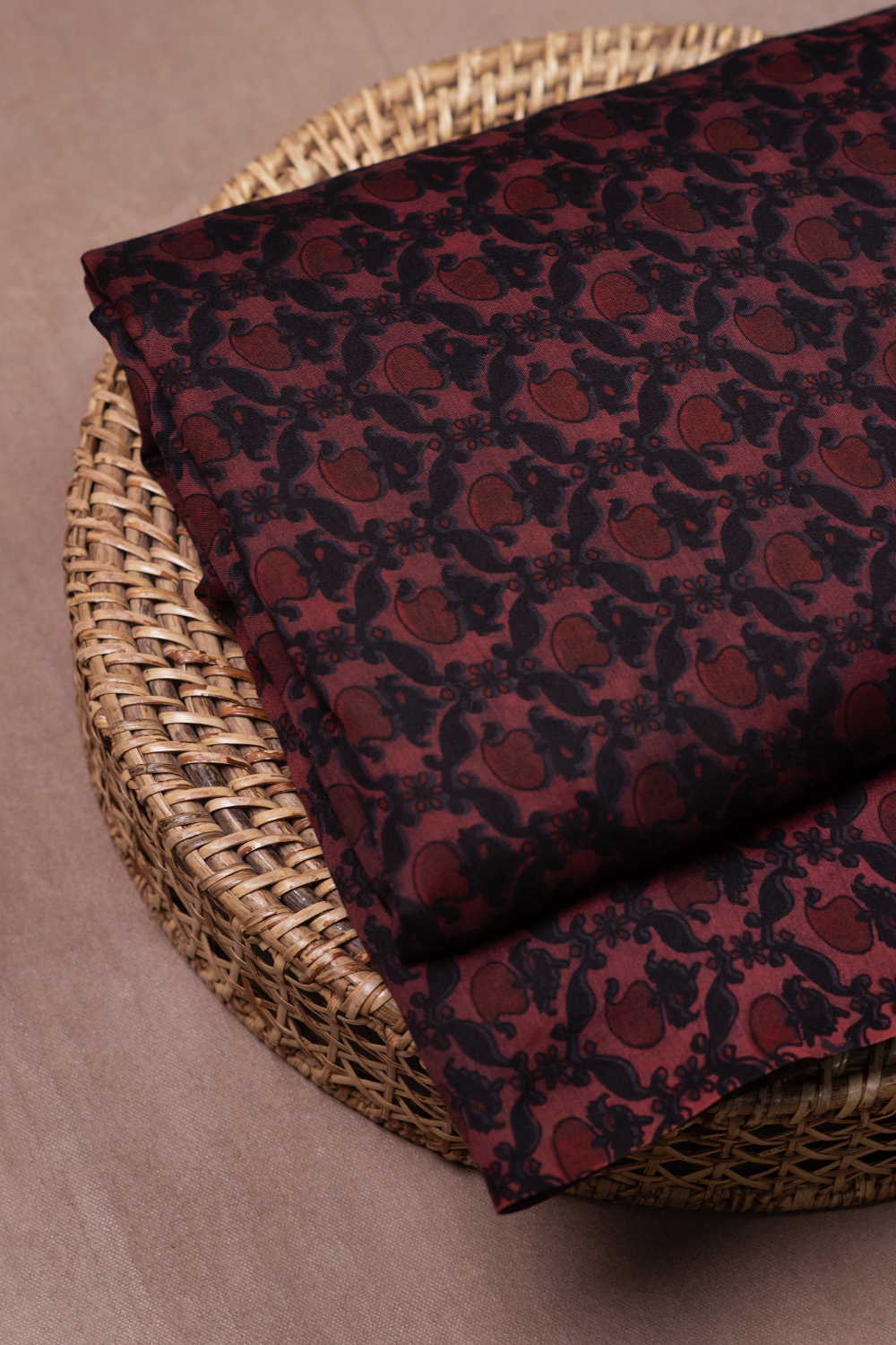 Block Printed Silk Cotton Fabric - Matkatus 