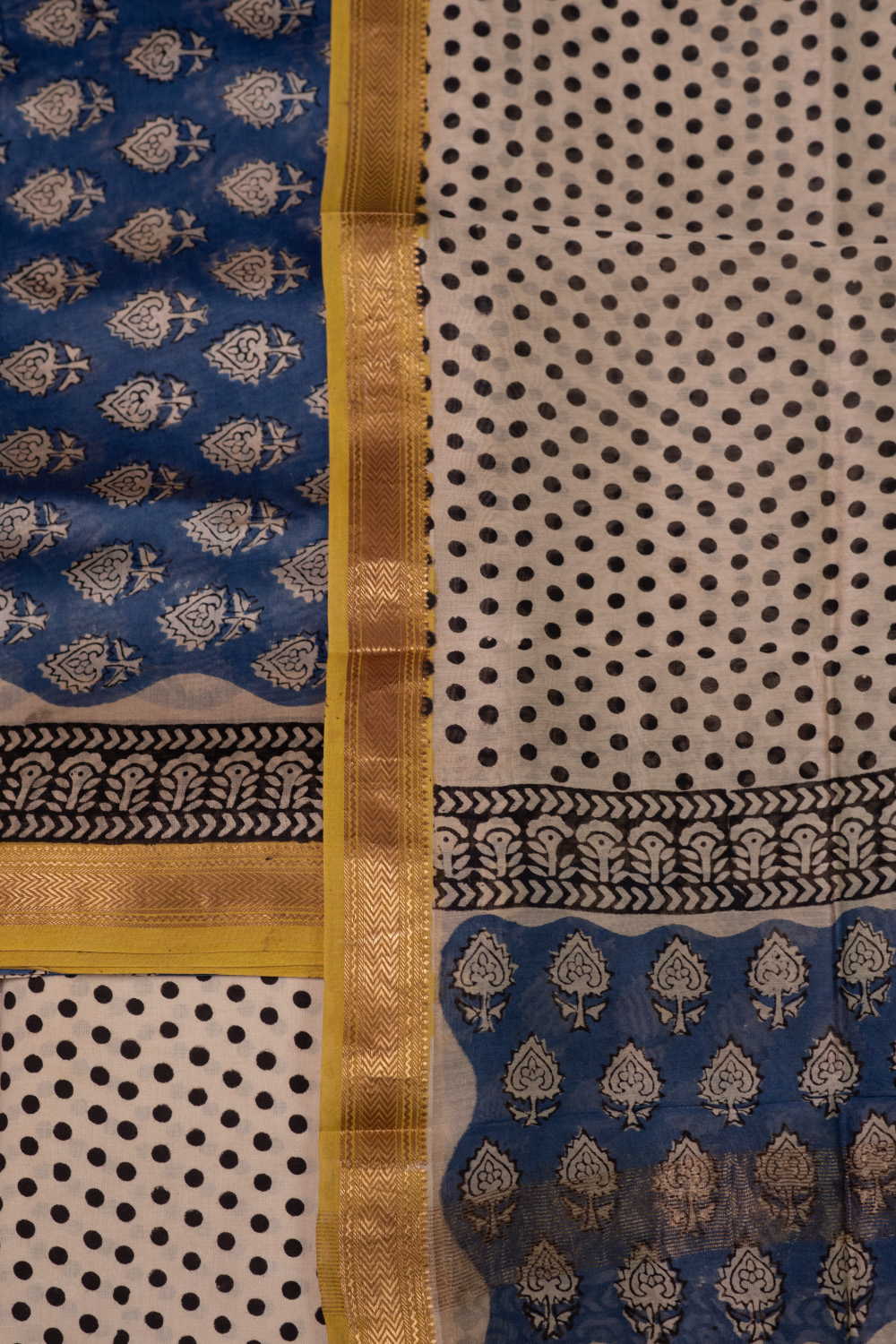 Florals on Blue Maheshwari Silk Cotton Suit