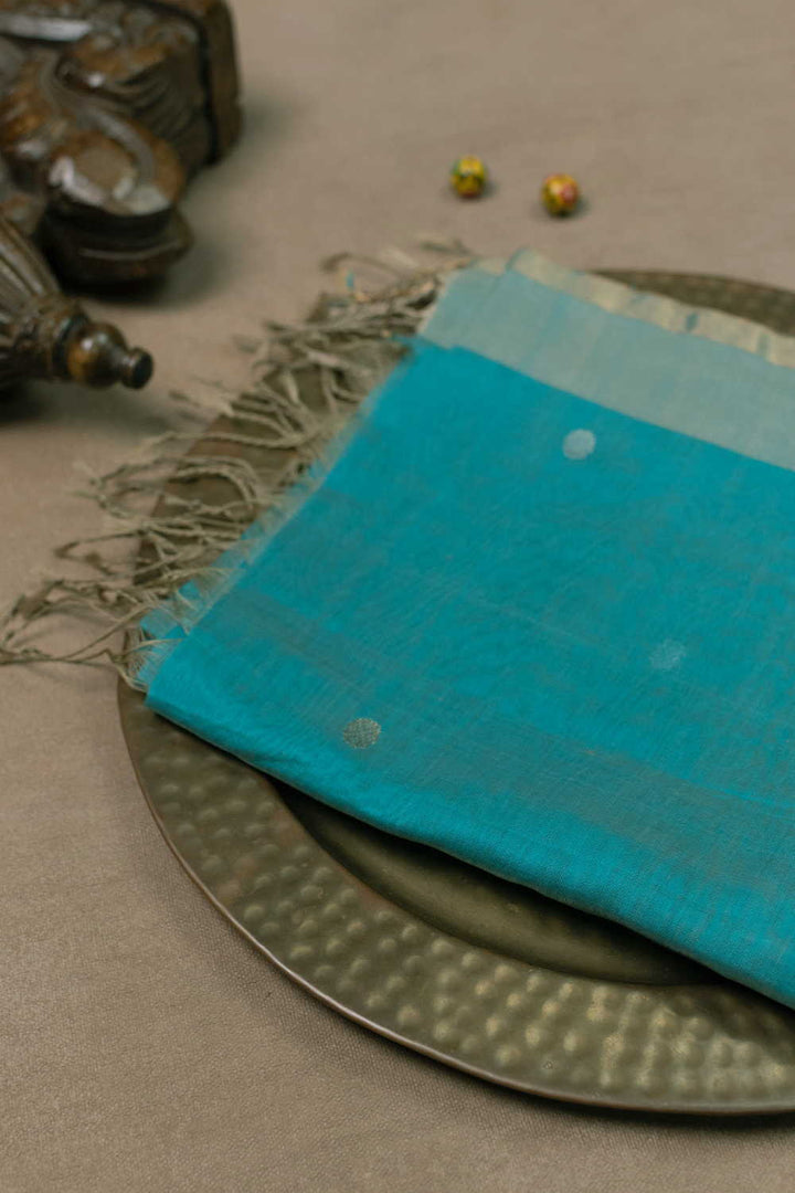 Blue Handwoven Chanderi Dupatta