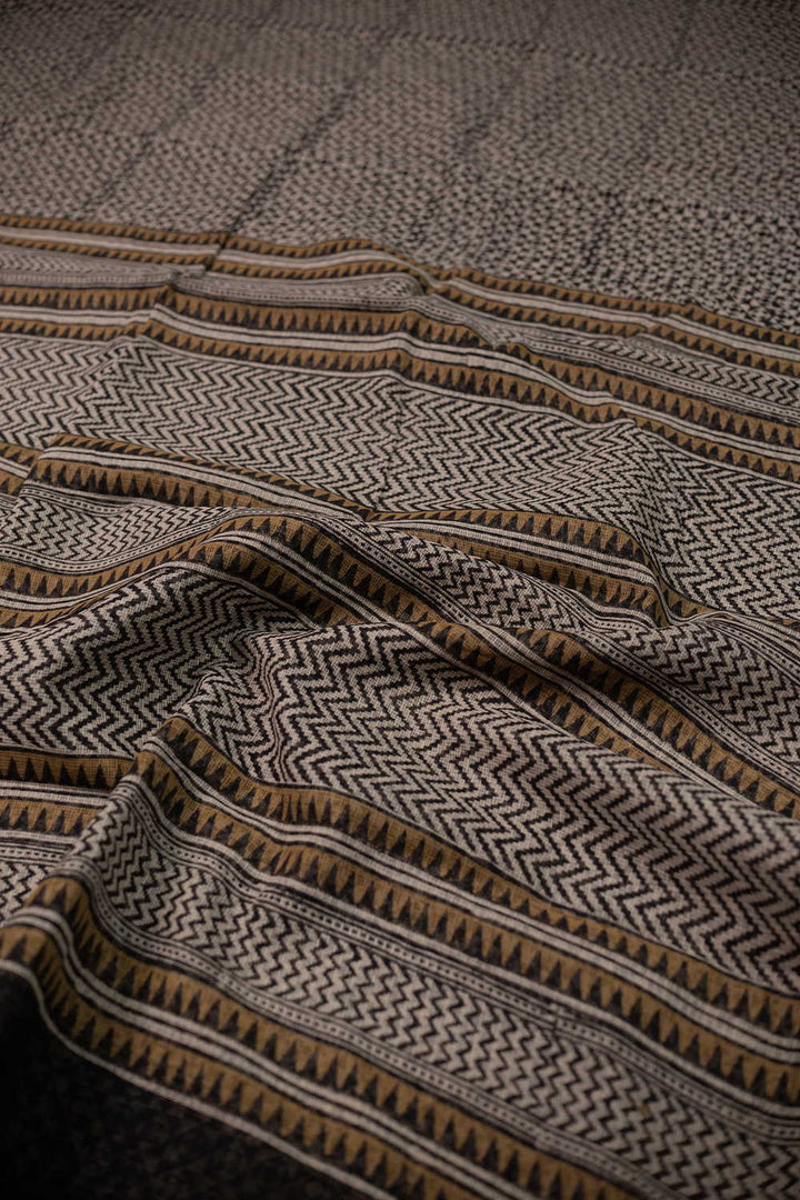 Block Printed Cotton Saree - Matkatus 