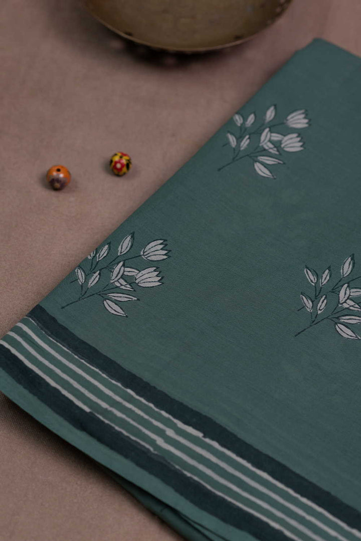 Block Printed Cotton Saree - Matkatus 