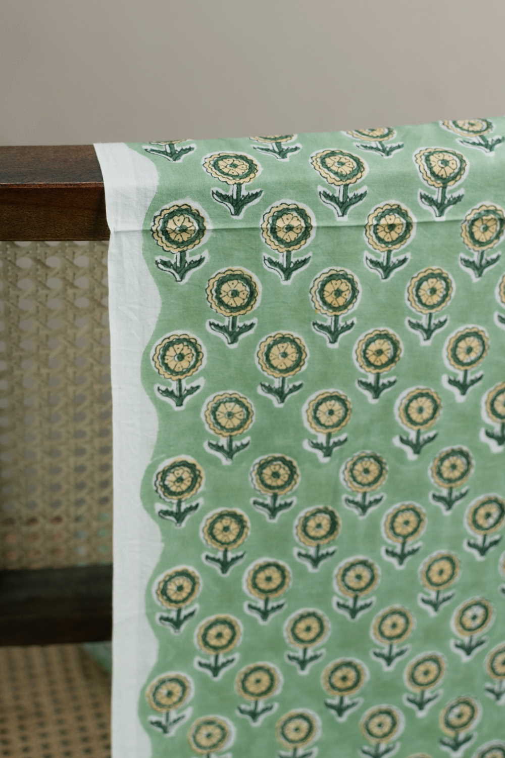 Parakeet Green Sanganeri Cotton Fabric - 0.8m