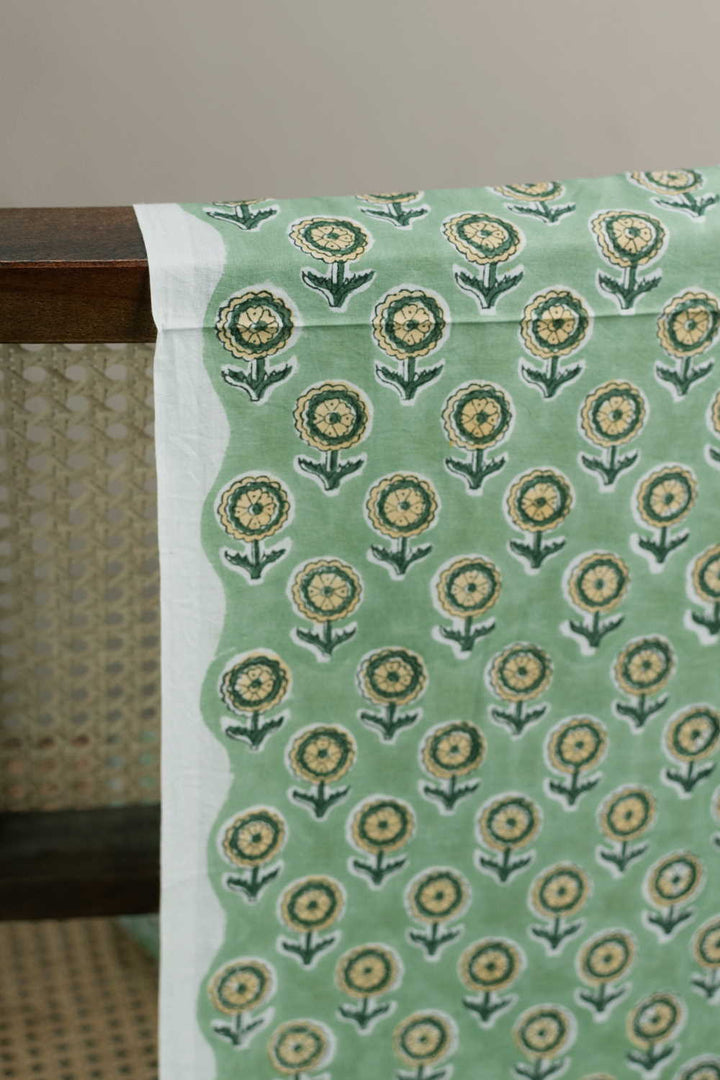 Parakeet Green Sanganeri Cotton Fabric - 0.8m