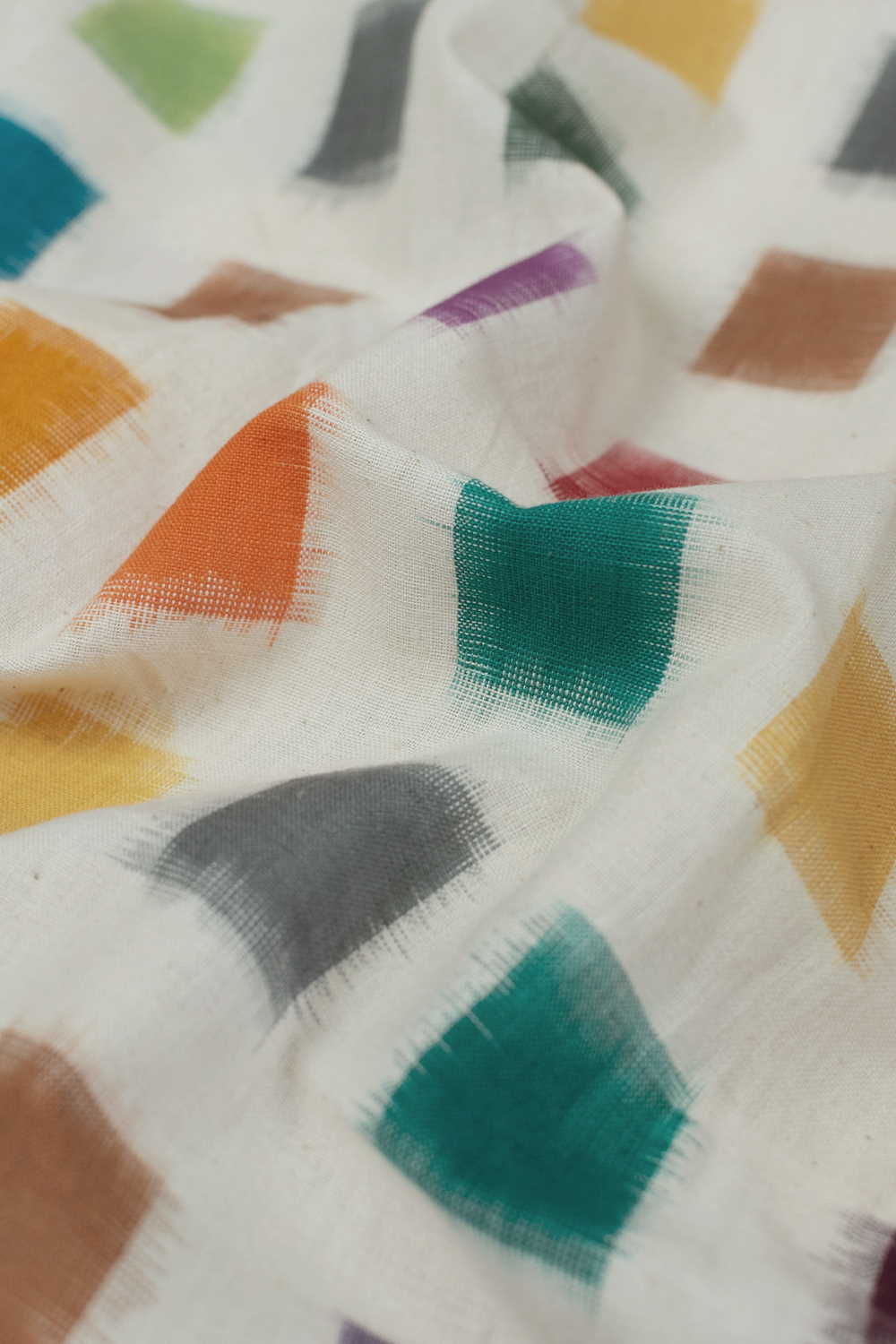 Multi-Coloured Square's Ikat Cotton Fabric - 0.5m
