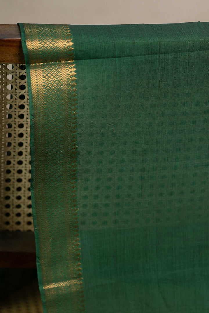 Forest Green Mangalagiri Border Cotton Fabric