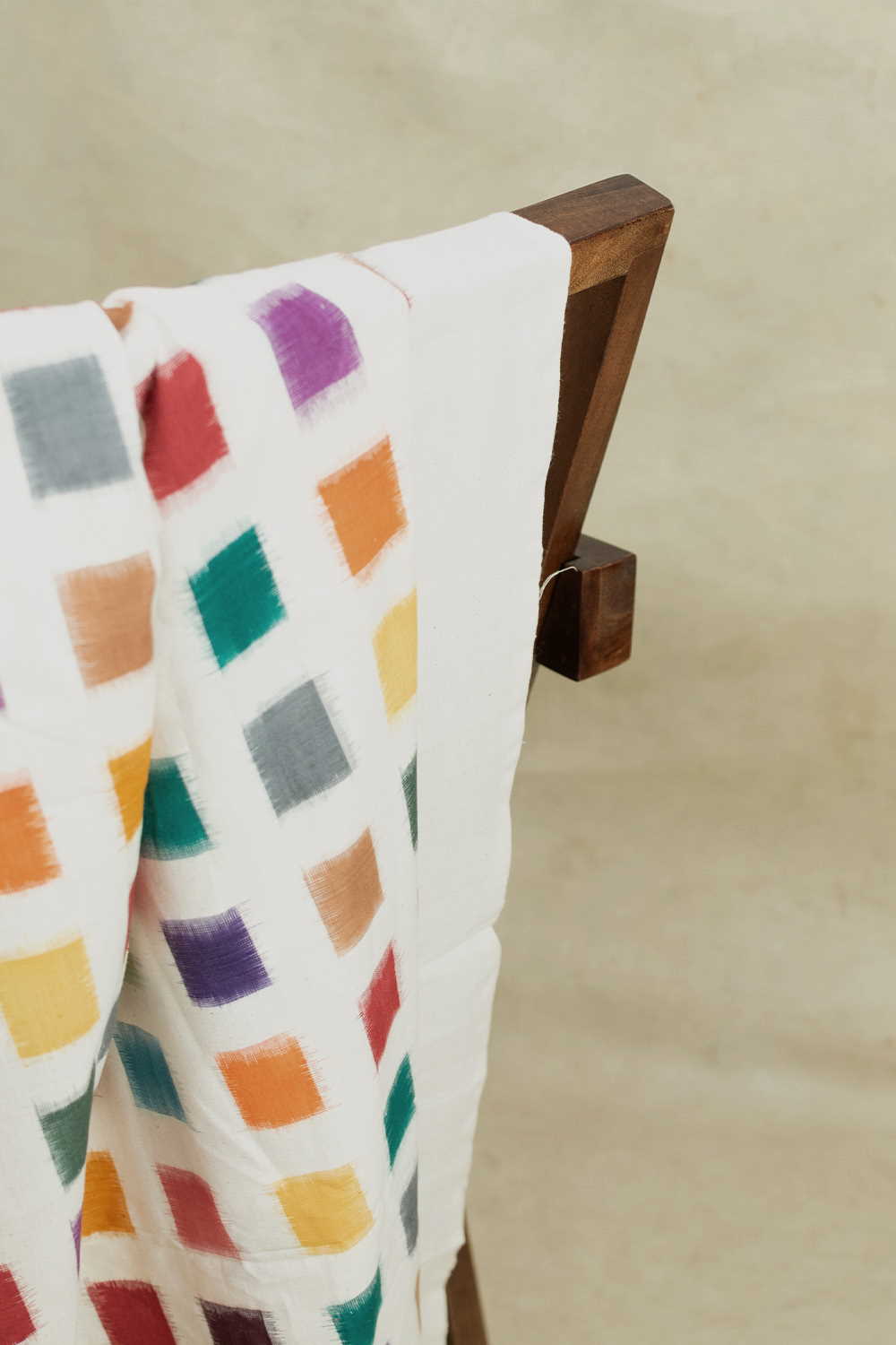 Multi-Coloured Square's Ikat Cotton Fabric - 0.5m