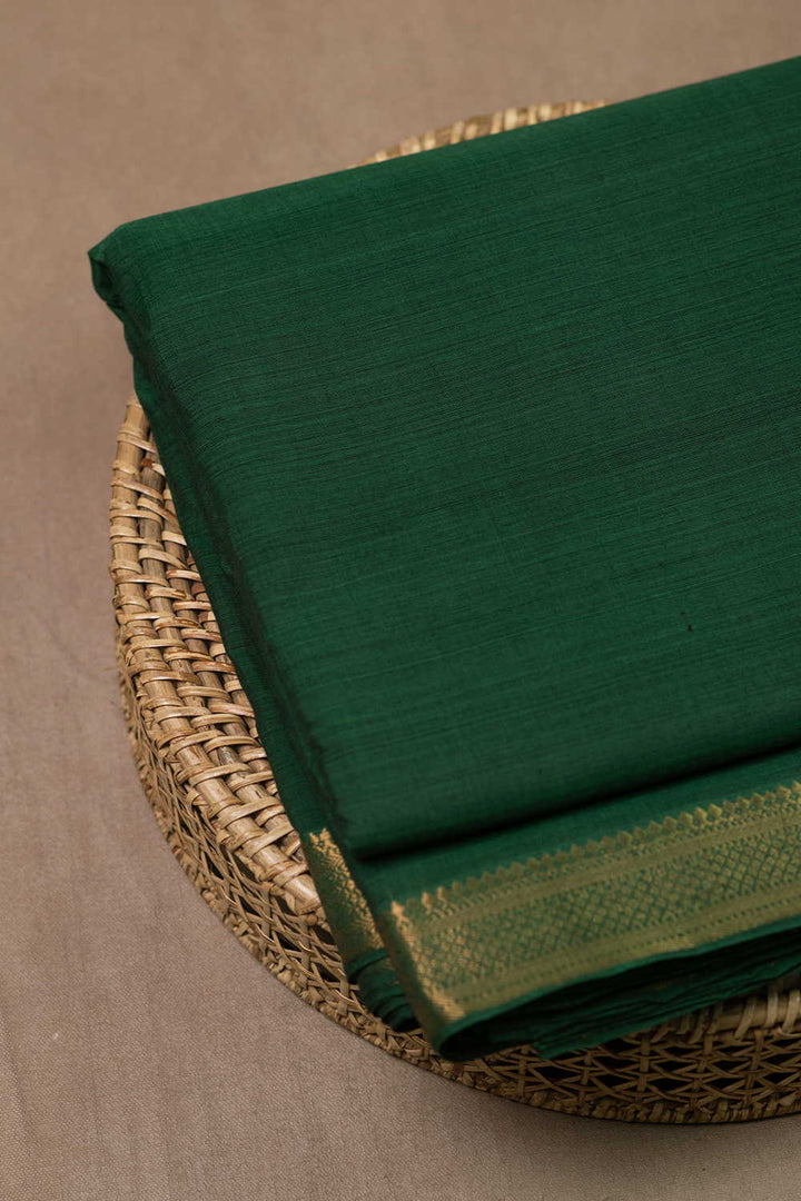 Forest Green Mangalagiri Border Cotton Fabric