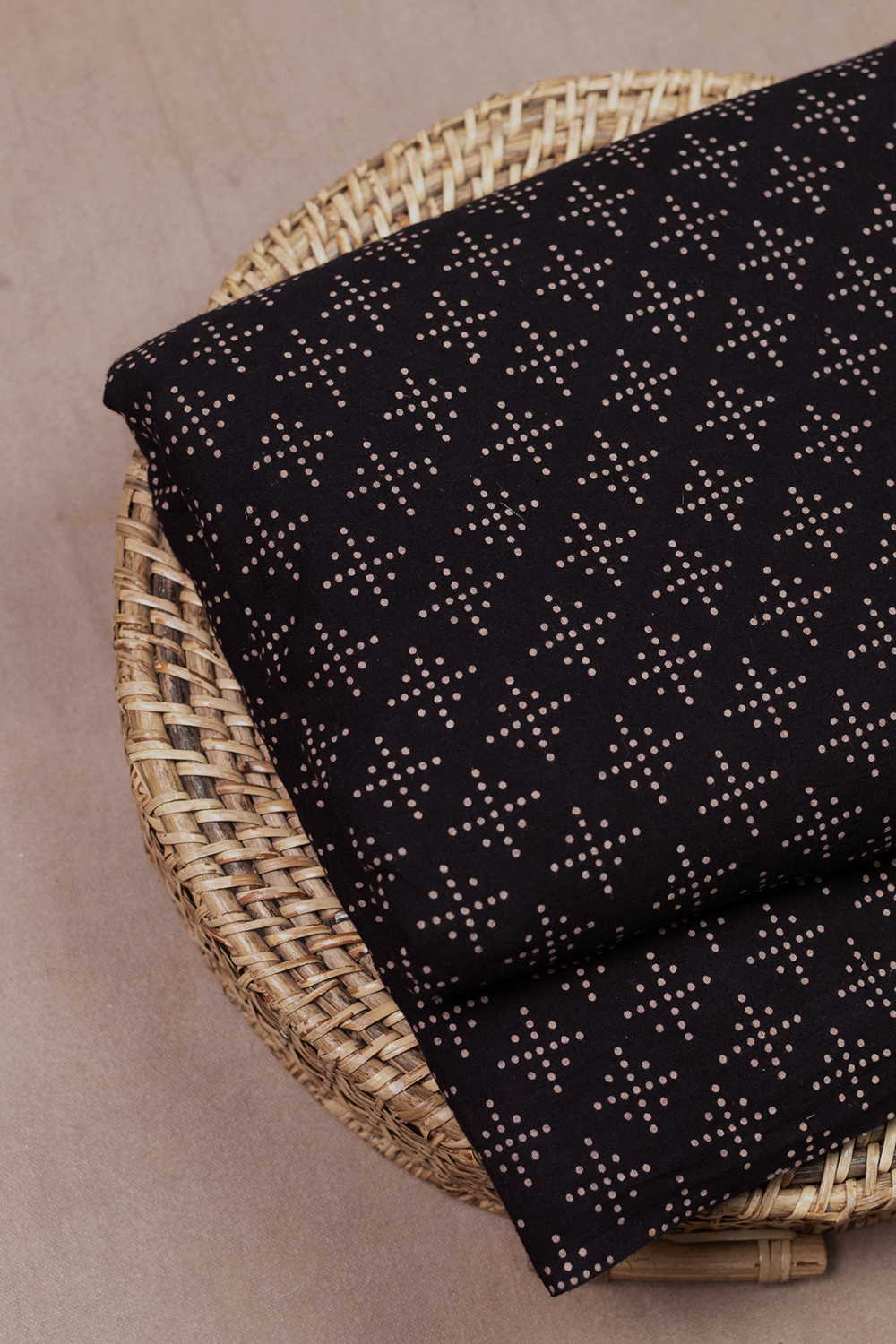 Black Ajrak Print Fabrics - Matkatus 