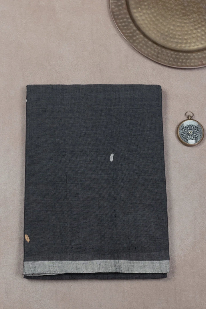 Gold & Silver Zari Butta Handwoven Cotton saree