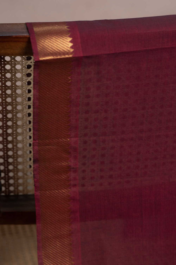 Blackish Maroon Mangalagiri Border Cotton Fabric