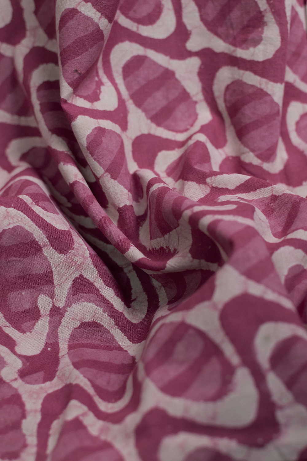 Patterned on Pink Dabu Cotton Fabric-1.35 m