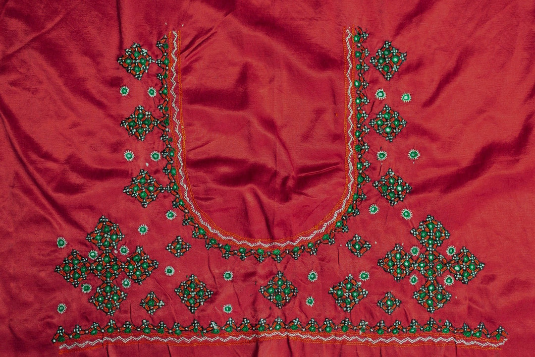 Dark Pink Kutch Embroidered Mashru Silk Blouse