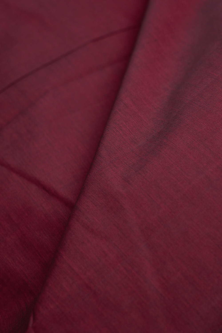 Blackish Maroon Mangalagiri Border Cotton Fabric