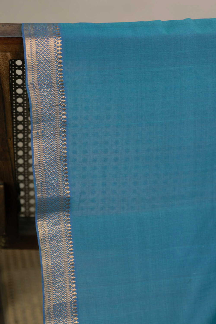 Ramar Blue Mangalagiri Border Cotton Fabric