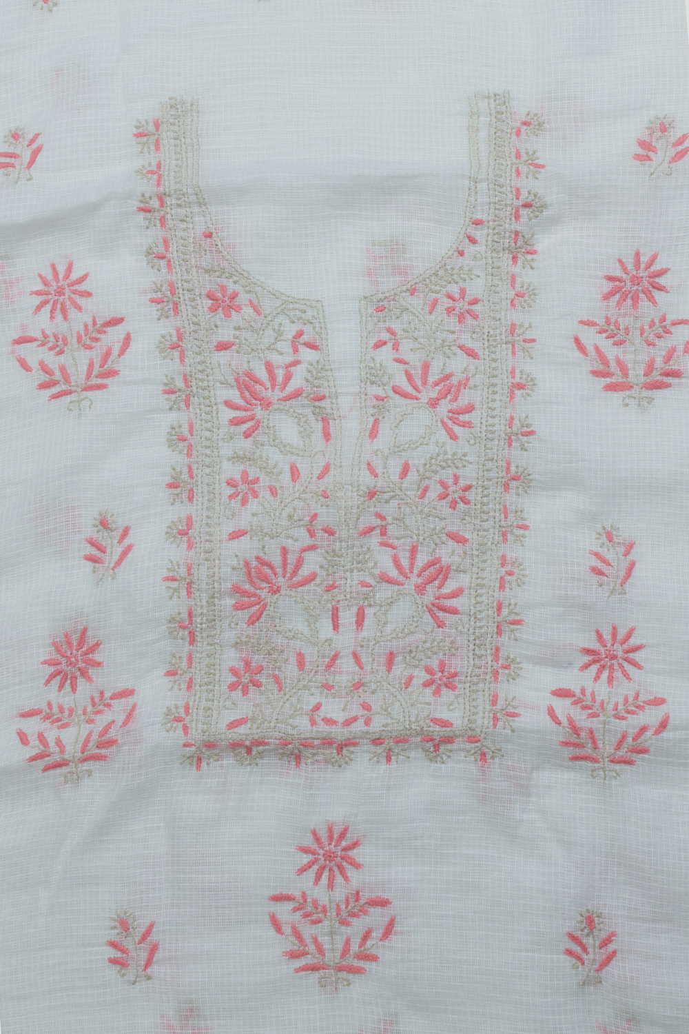 Snow Cream Chikankari Kota Cotton Top & Dupatta