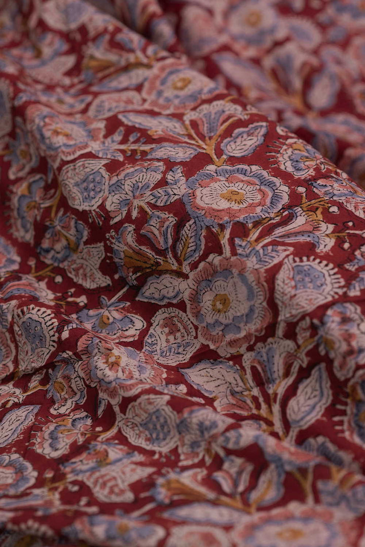 Floral Garden Printed kalamkari Cotton Fabric