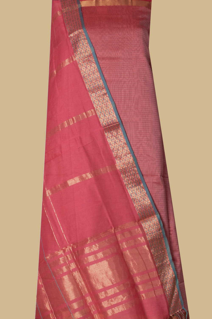 Maheshwari Silk Cotton Top & Dupatta - Matkatus 