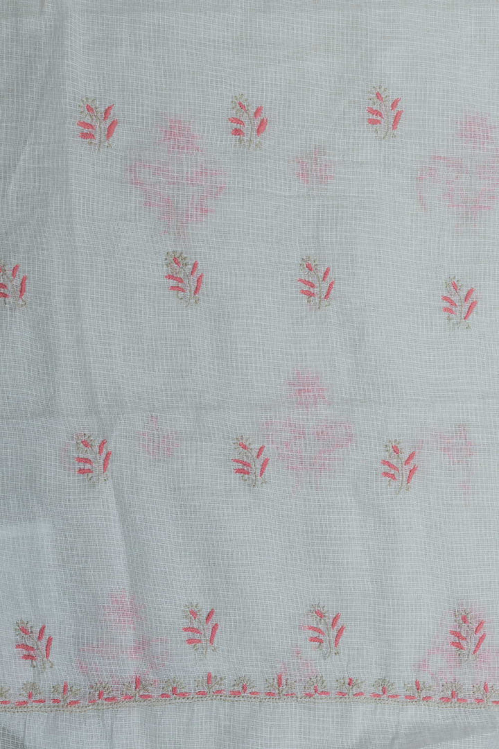 Snow Cream Chikankari Kota Cotton Top & Dupatta