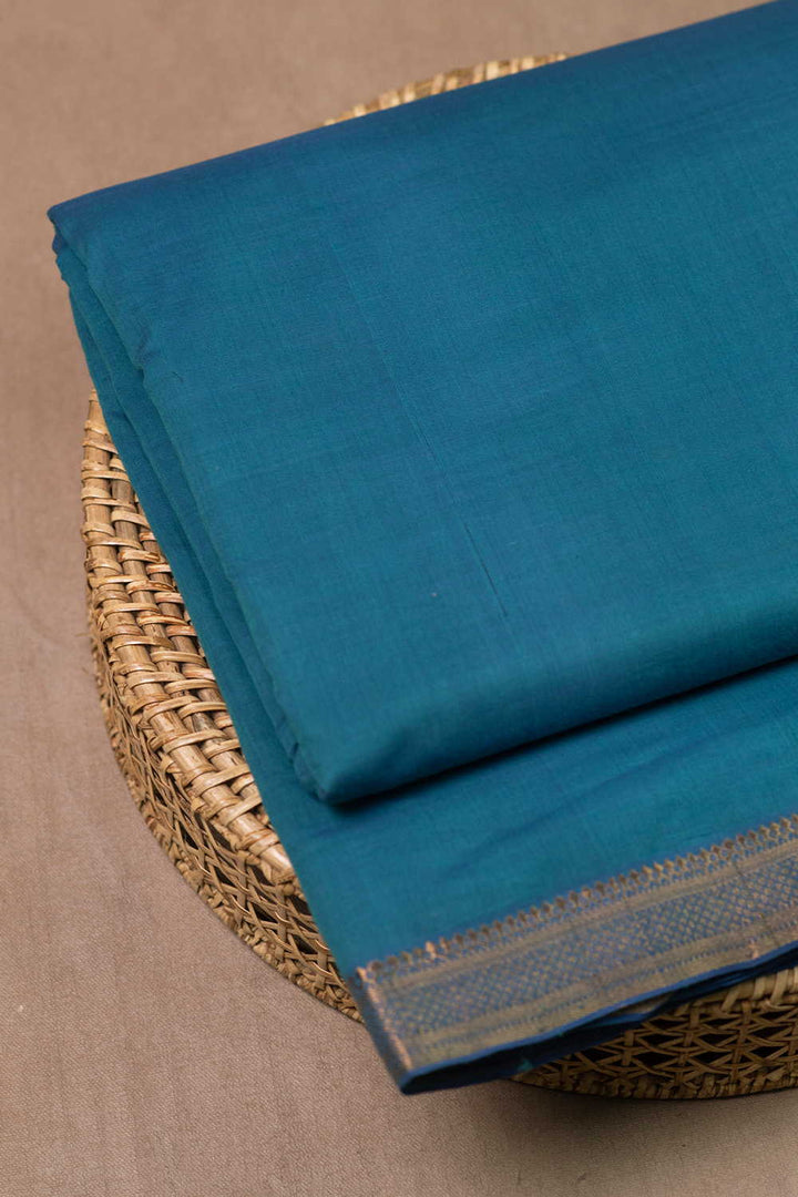 Ramar Blue Mangalagiri Border Cotton Fabric