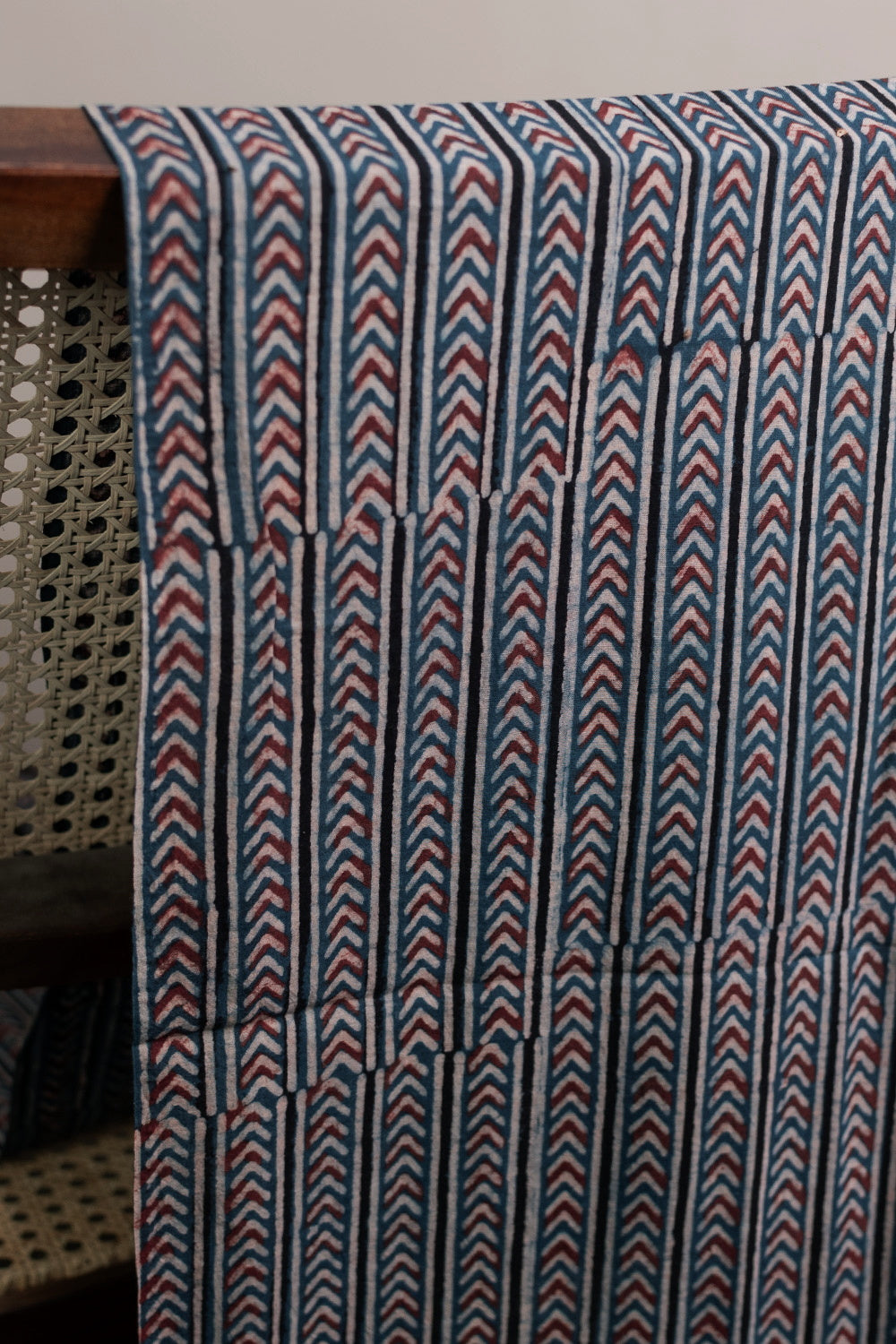 Stripes Patterned Ajrak Cotton Fabric - 0.5m