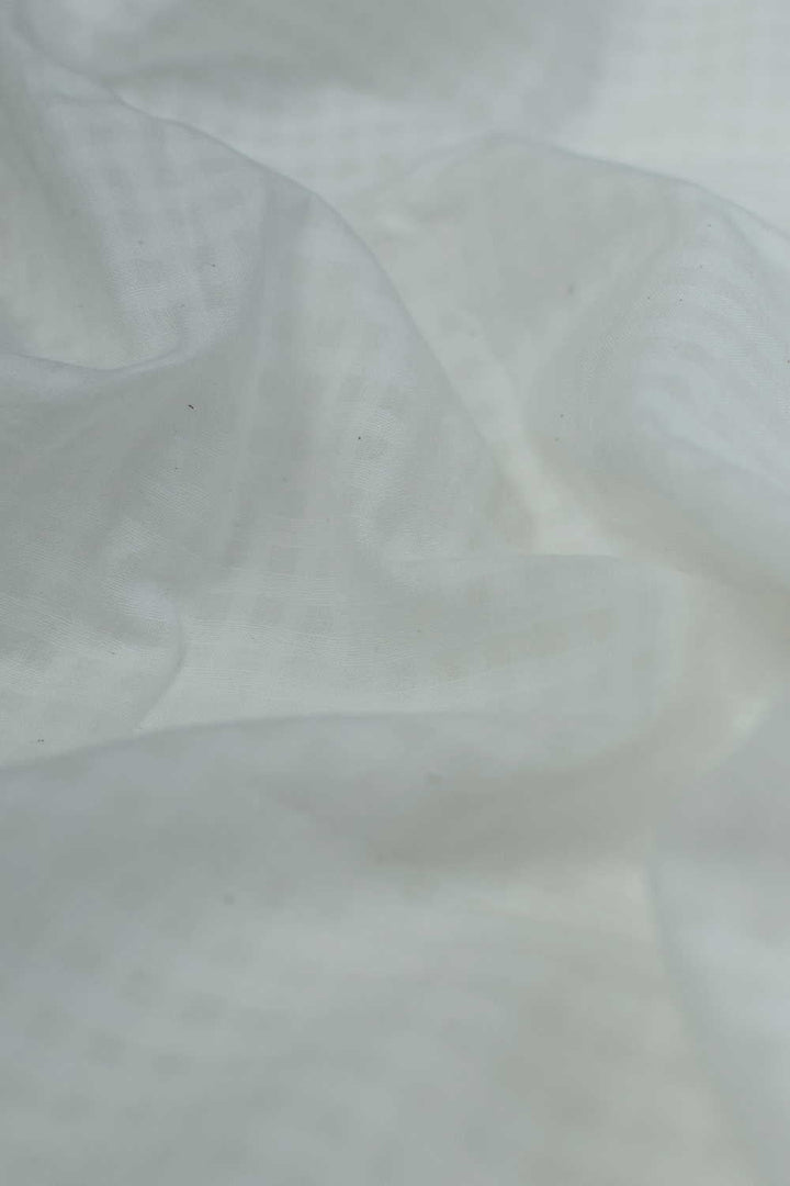 Coconut Cream - Checks Handwoven Cotton Fabric