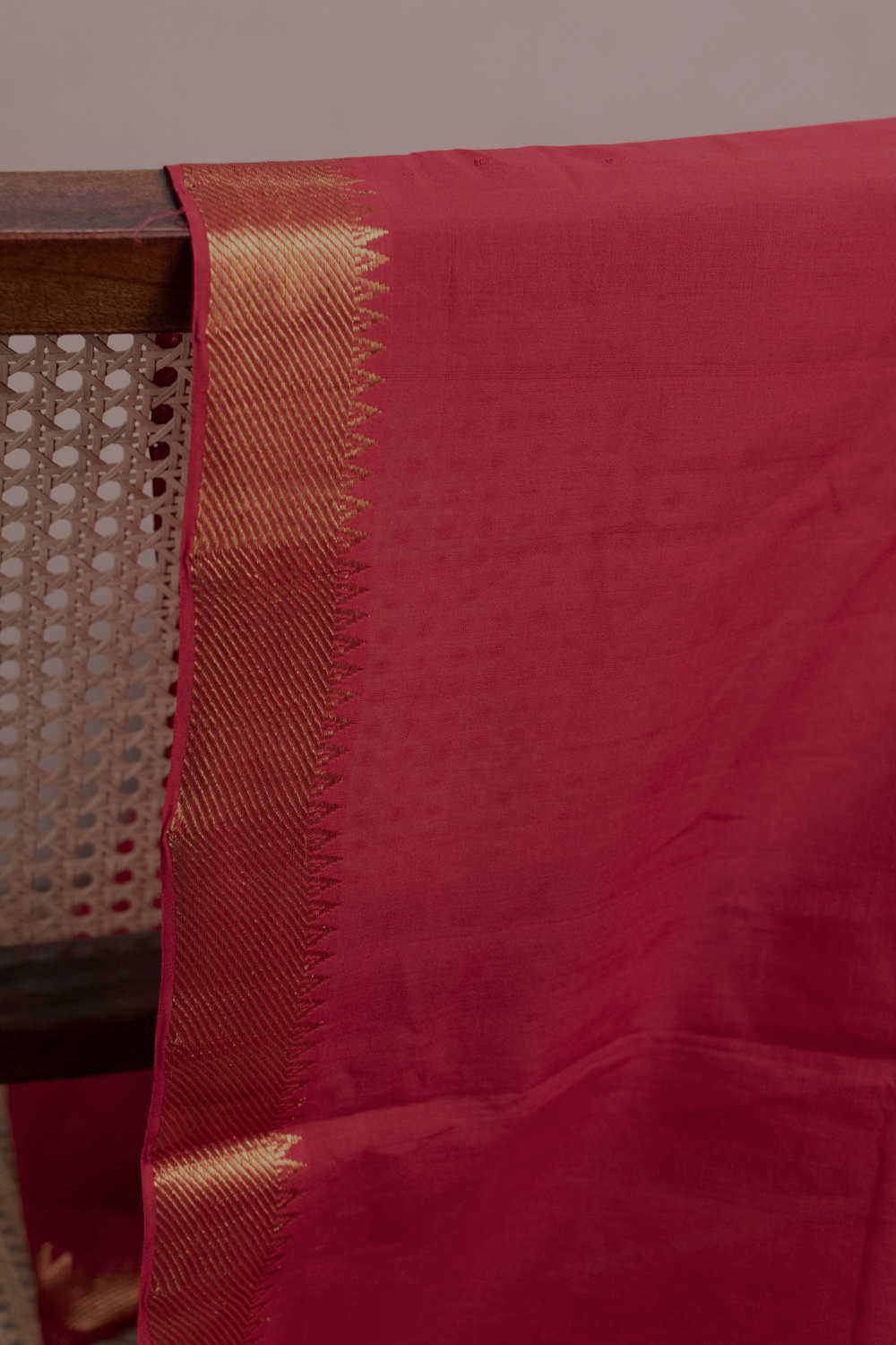 Kumkum Red Mangalagiri Border Cotton Fabric