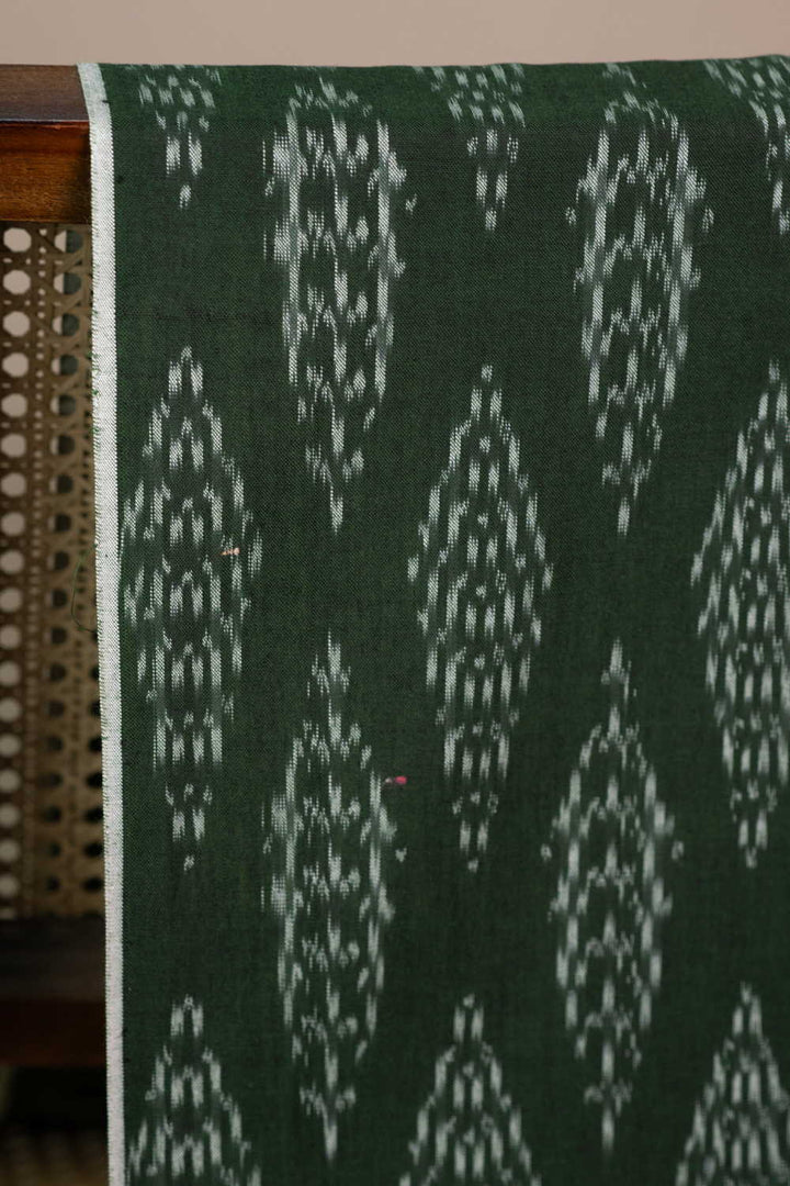 Deep Green Ikat Cotton Fabric