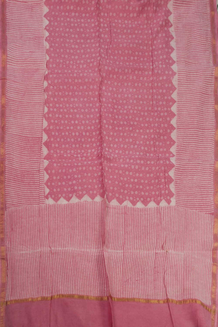 Pink Block Printed Chanderi Dupatta