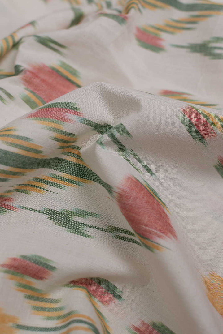 Off-White with Big Motifs Ikat Cotton Fabric - 1m