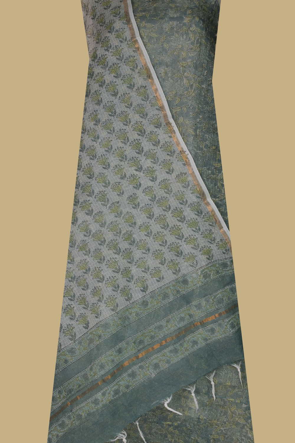 Leafy Floral Block Printed Kota Cotton Suit