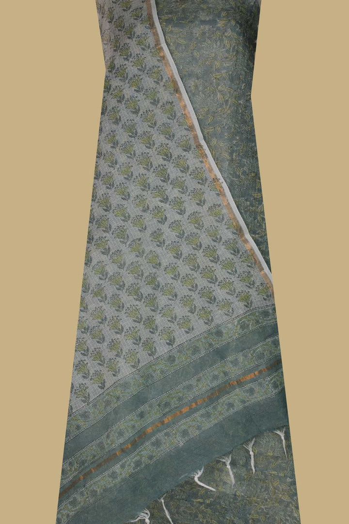 Leafy Floral Block Printed Kota Cotton Suit