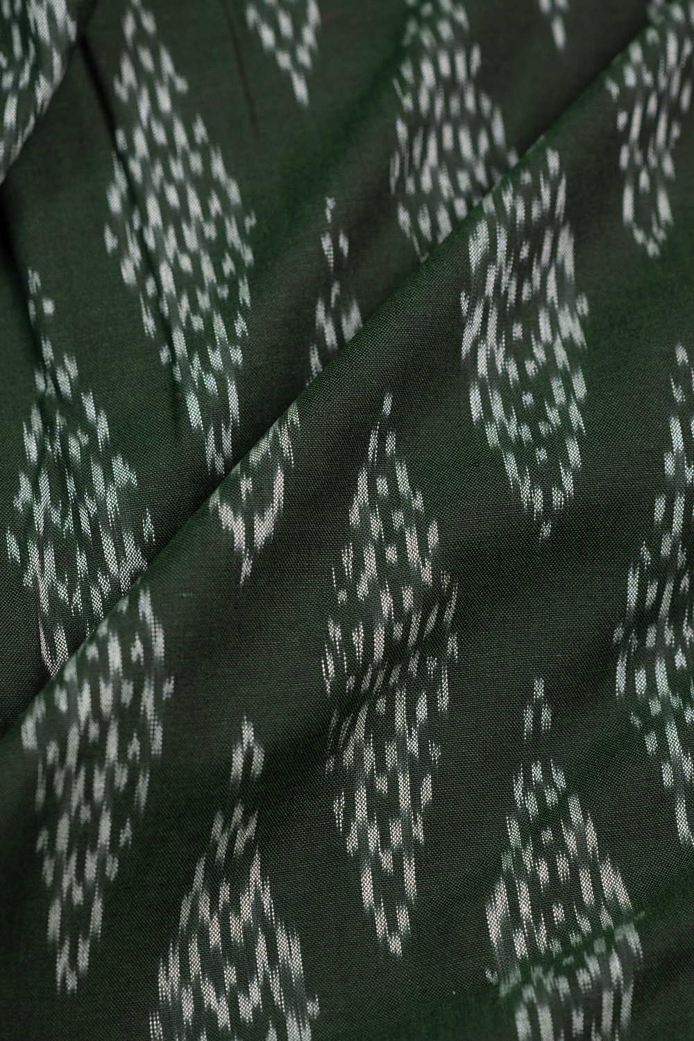 Deep Green Ikat Cotton Fabric