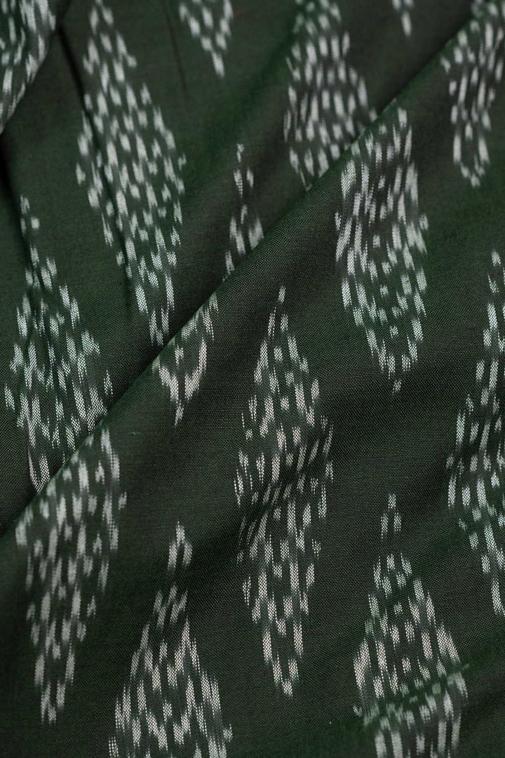 Deep Green Ikat Cotton Fabric