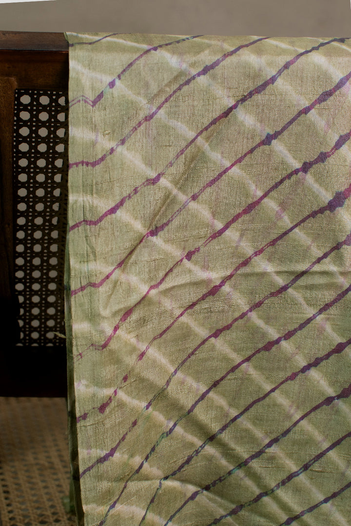 Green Leheriya Tussar Fabric