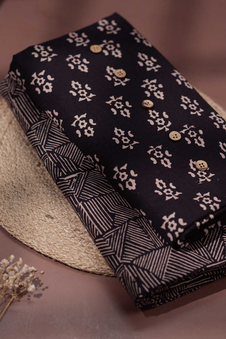 Floral Butti Ajrak Cotton Top with Bottom