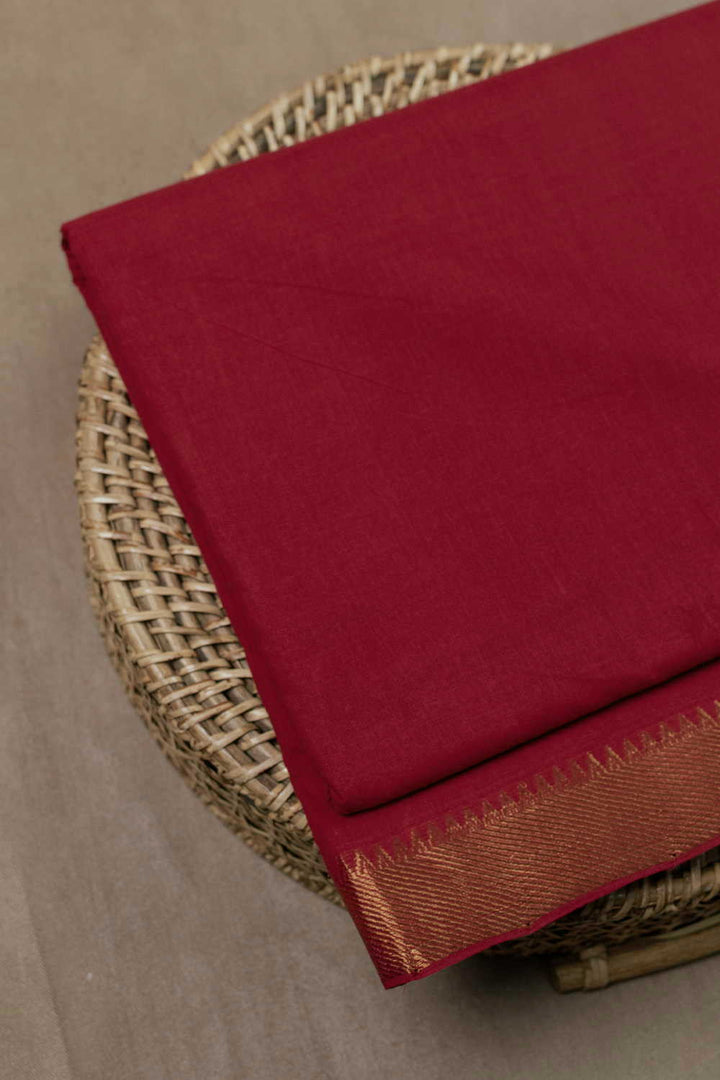 Kumkum Red Mangalagiri Border Cotton Fabric