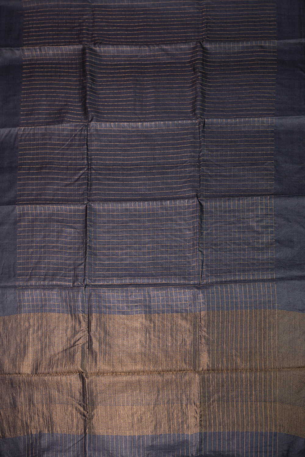 Zari Stripes on Charcoal Grey Handwoven Tussar saree