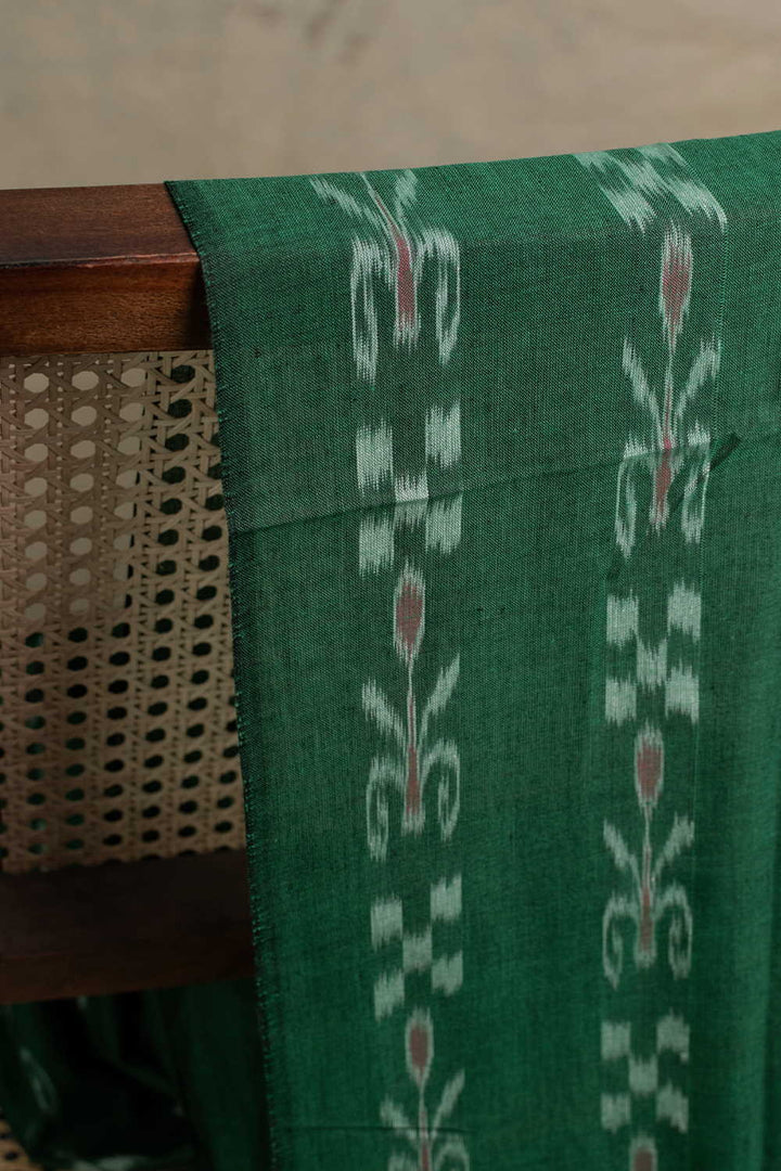 Bottle Green Orissa Ikat Cotton Fabric