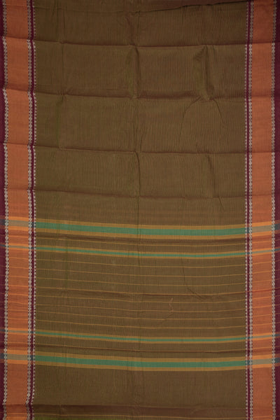 Stripes on Dual Shaded Green Handwoven Cotton saree