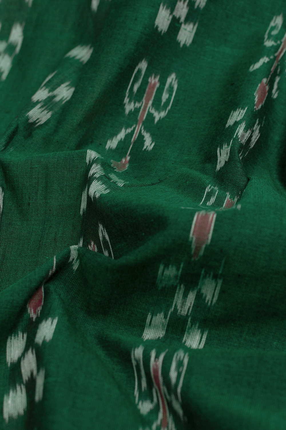 Bottle Green Orissa Ikat Cotton Fabric