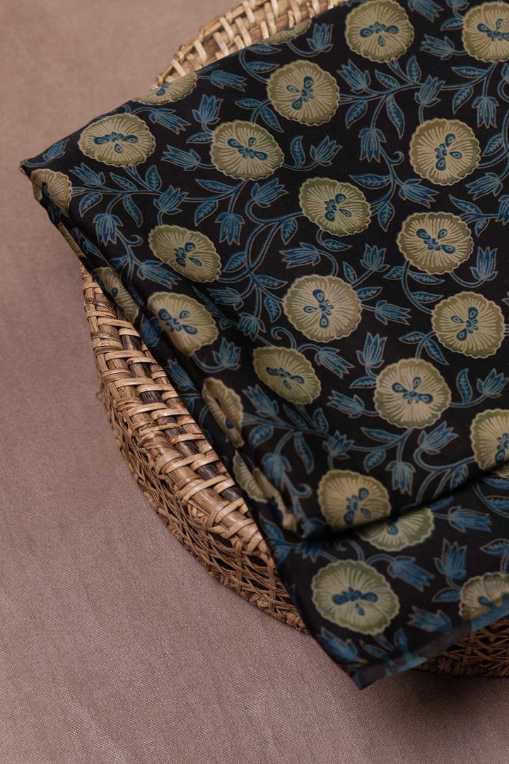 Block Printed Modal Silk Fabric - Matkatus 