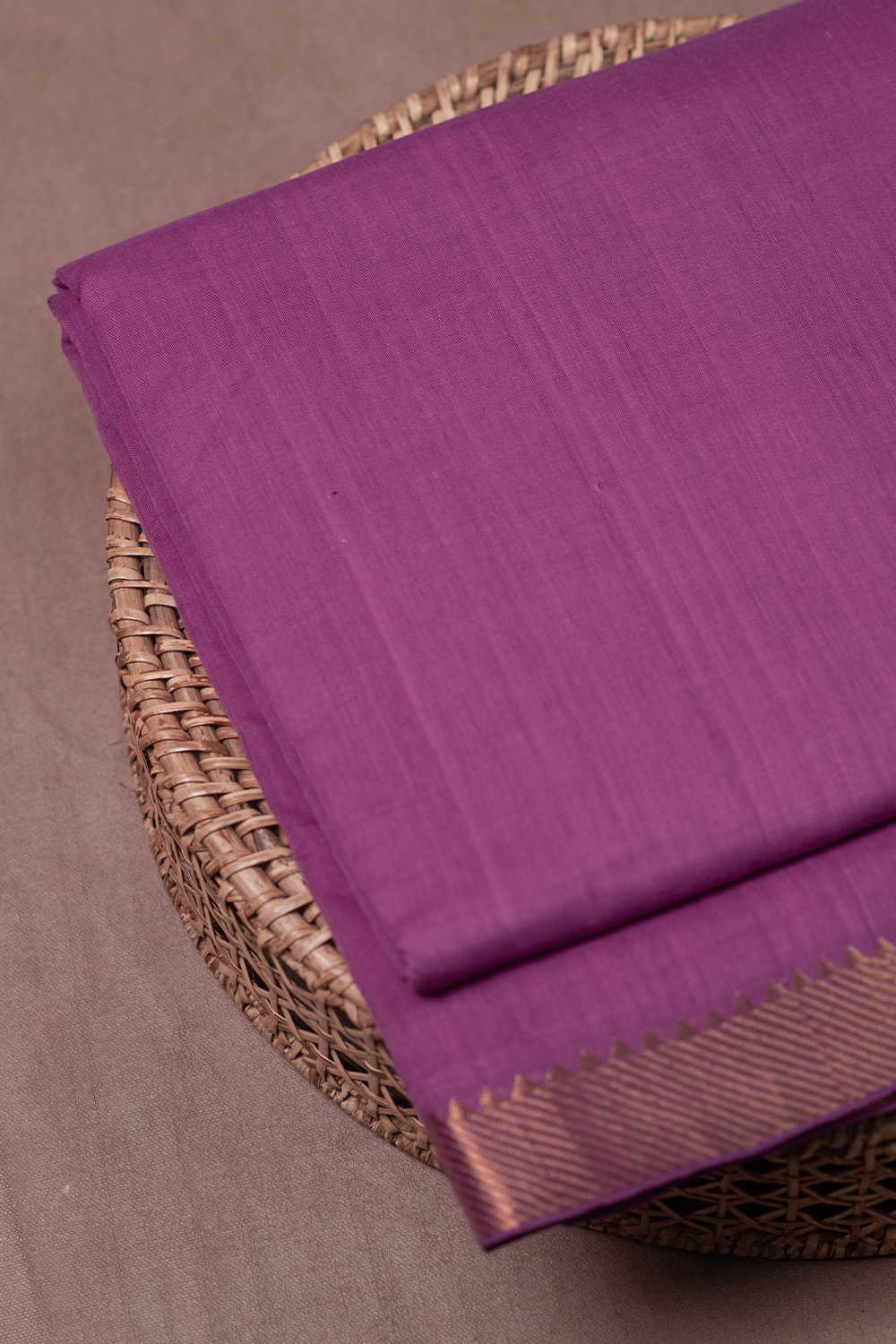 Shades of Onion Pink Mangalagiri Border Cotton Fabric