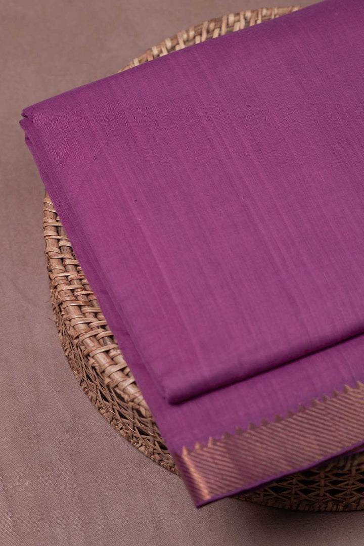 Shades of Onion Pink Mangalagiri Border Cotton Fabric