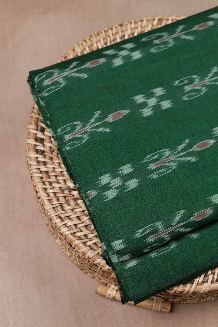 Bottle Green Orissa Ikat Cotton Fabric