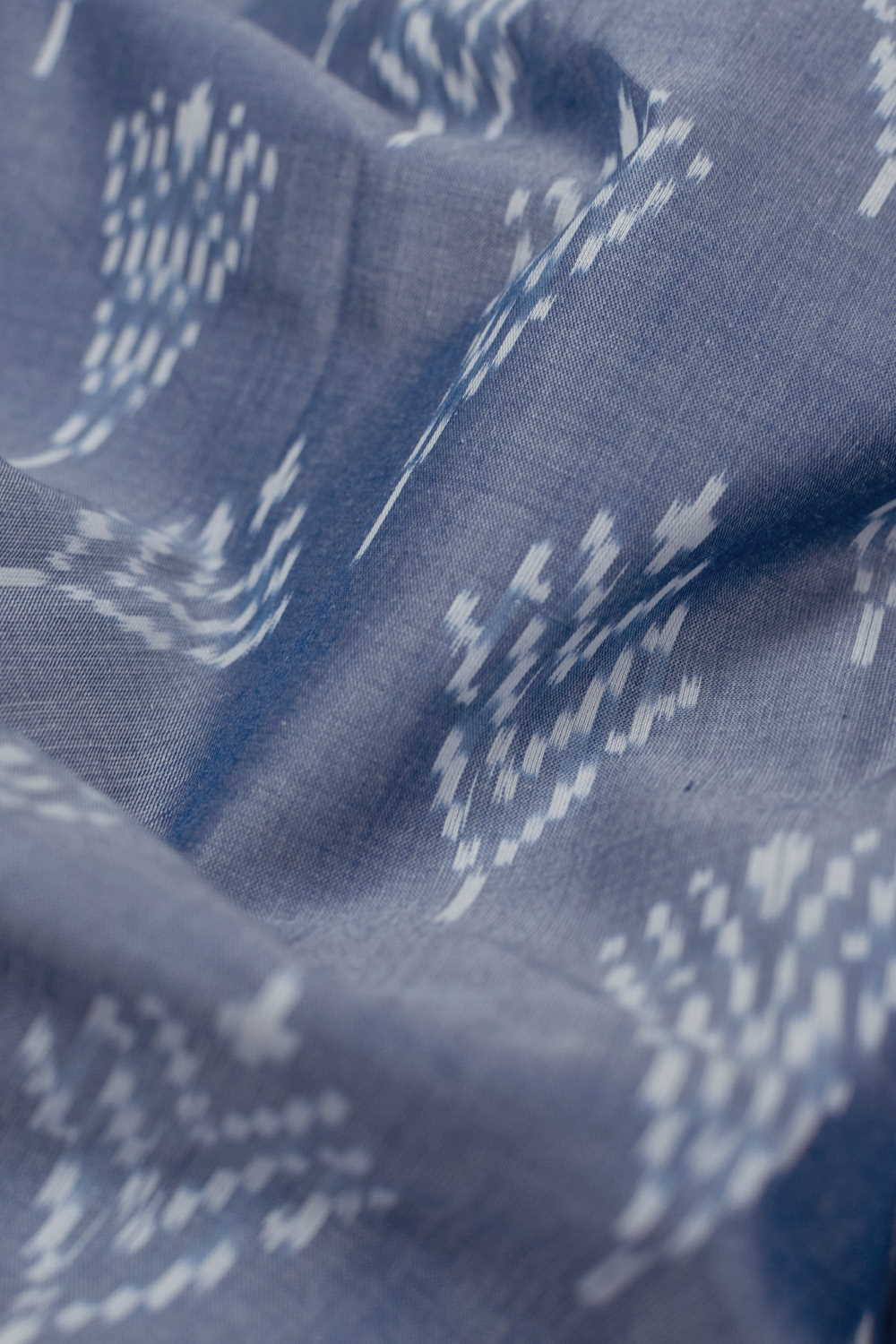 Greyish Blue with Butta Ikat Cotton Fabric