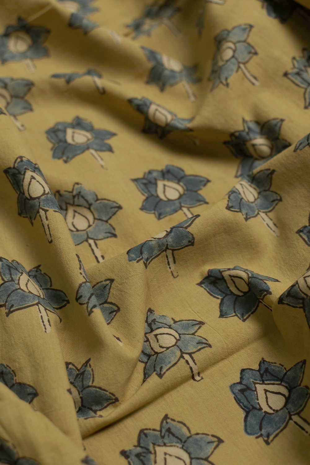 Floral Yellow Ajrak Cotton Fabric - 1.6m